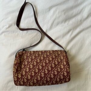 Vintage Burgundy Dior Monogram crossbody bag